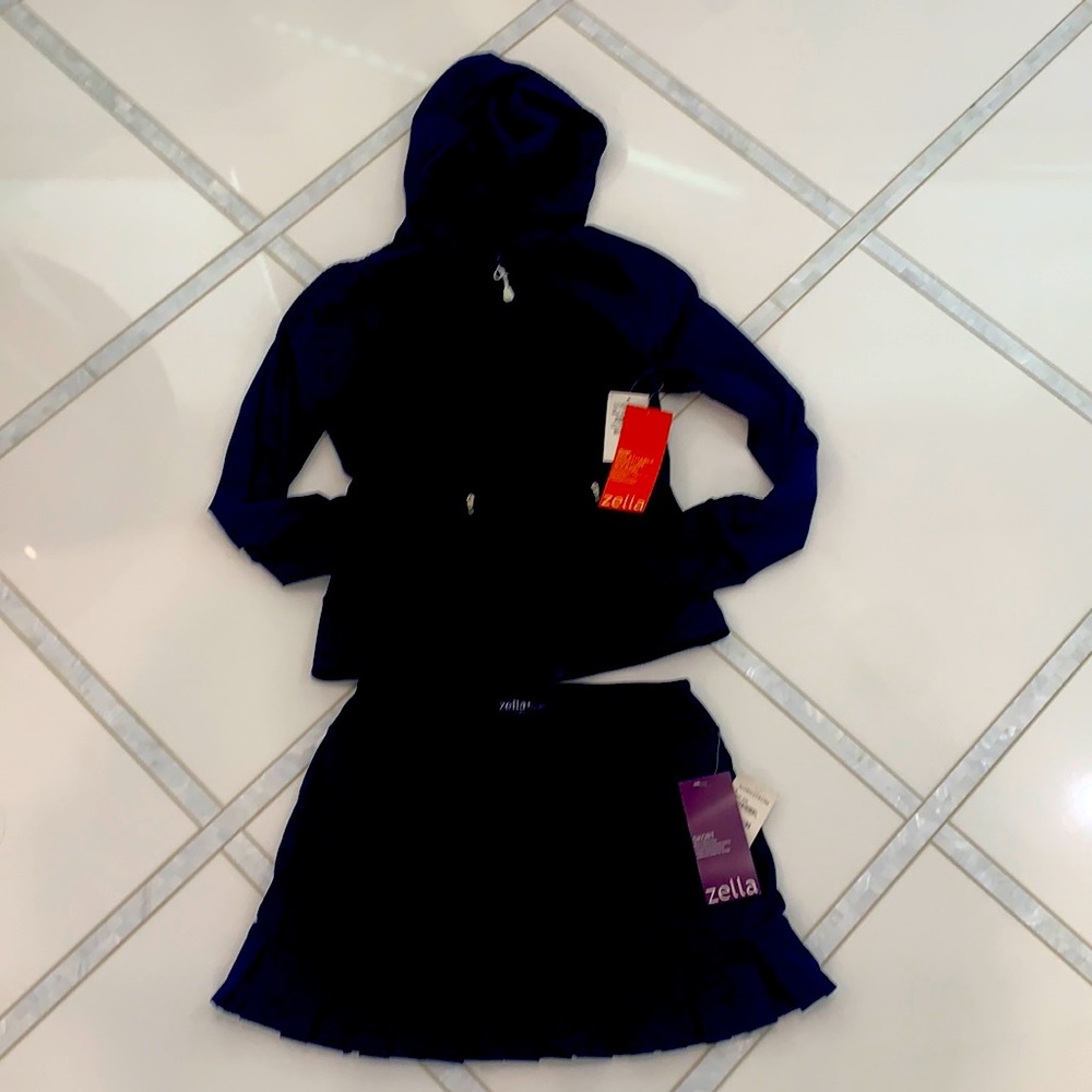 NWT Zella hoodie and skirt set navy blue